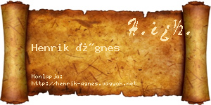 Henrik Ágnes névjegykártya